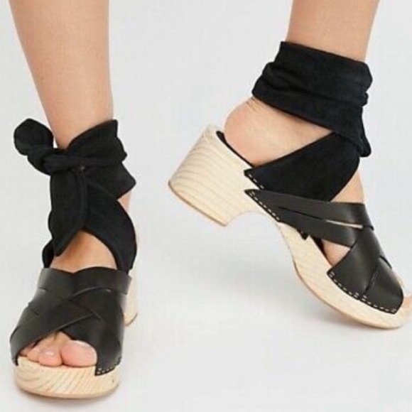 NWOT Free People Ankle Wrap Sandals Leather Suede - Picture 2 of 6